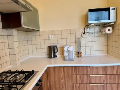 Kuchnia lub aneks kuchenny w obiekcie Cozy studio in the heart of Old Prague, walking distance to the Old Town, Zoo, Prague Park and National Stadium