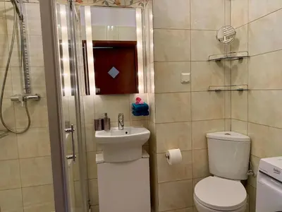 Łazienka w obiekcie Cozy studio in the heart of Old Prague, walking distance to the Old Town, Zoo, Prague Park and National Stadium