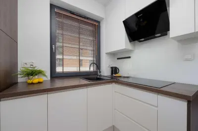 Kuchnia lub aneks kuchenny w obiekcie Air-conditioned Apartment with Parking in Warsaw near PGE Narodowy