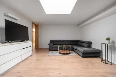 Telewizja i/lub zestaw kina domowego w obiekcie Large apartment in the center of Warsaw by P&M