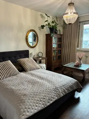 Łóżko lub łóżka w pokoju w obiekcie Deluxe Apartament na wyłączność z darmowym parkingiem w garażu fv