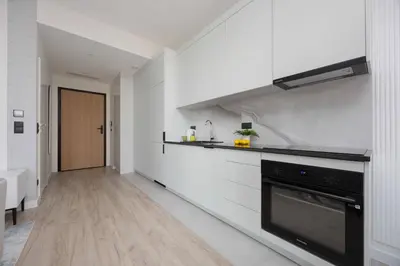 Kuchnia lub aneks kuchenny w obiekcie Towarowa Towers Warsaw Modern Air-Conditioned Studio by Noclegi Renters