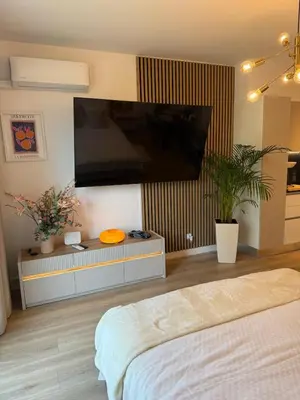 Telewizja i/lub zestaw kina domowego w obiekcie Apartment Miasteczko Wilanow Royal Wilanow