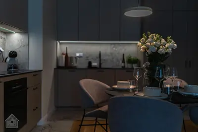 Kuchnia lub aneks kuchenny w obiekcie Grzybowska Luxury Apartment with Skyline View by House Expert Warsaw
