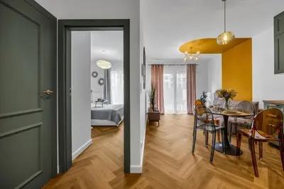Łóżko lub łóżka w pokoju w obiekcie Praga Apartment - Parking, Terrace - by Rentujemy