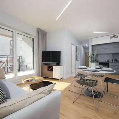 Modern Apartment with Air Conditioning and Parking Near the PGE Stadium in Warsaw by Noclegi Renters