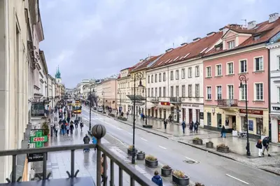 Widok na miasto Warszawa z tego apartamentu