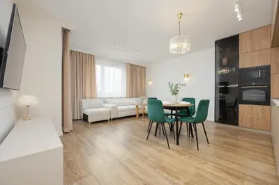 Część wypoczynkowa w obiekcie Elegant Apartament Kościeszów in Warsaw with Parking by Noclegi Renters