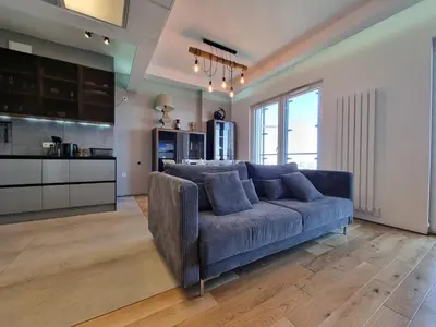 Część wypoczynkowa w obiekcie Bliska Wola Towers 1 bedroom apartment