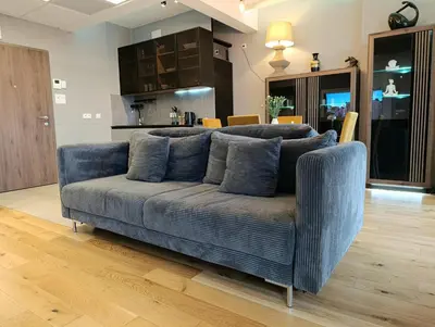 Część wypoczynkowa w obiekcie Bliska Wola Towers 1 bedroom apartment