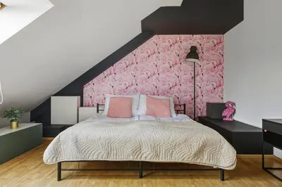 Łóżko lub łóżka w pokoju w obiekcie Kabacki Dukt 14 Loft Apartment by Solarento