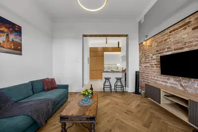 Telewizja i/lub zestaw kina domowego w obiekcie Muranów Apt - 49m2, City View - By Rentujemy