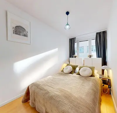 Łóżko lub łóżka w pokoju w obiekcie Mirabelle Apartment Metro Wierzbno Mokotow