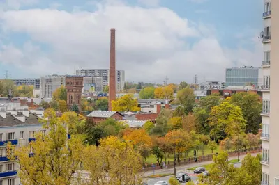 Widok na miasto Warszawa z tego apartamentu