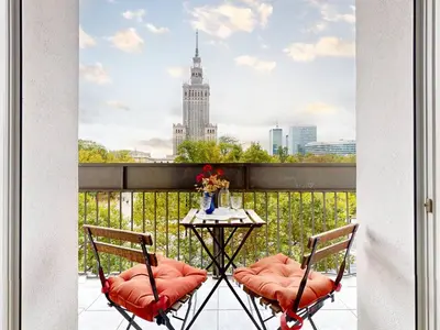 Balkon lub taras w obiekcie Central View Apartment Metro Swietokrzyska