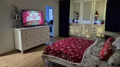Łóżko lub łóżka w pokoju w obiekcie Marti apartament Metro Bródno