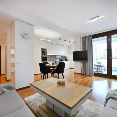 MERIDIAN Building Modern 1BR with Balcony & Parking in Wola