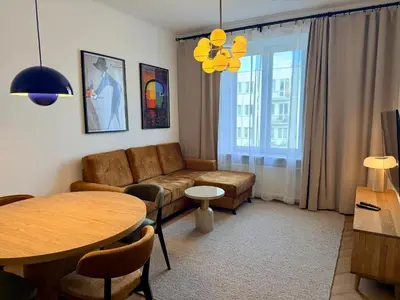 Część wypoczynkowa w obiekcie Stylowy Apartament w Warszawie Modern Oasis na Filtrowej, Blisko Centrum