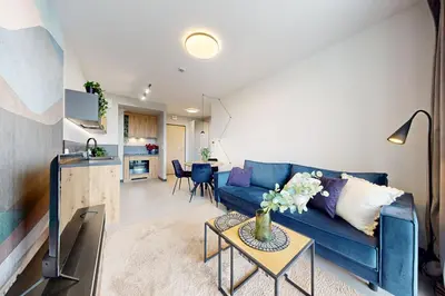 Część wypoczynkowa w obiekcie Velvet Sky Apartment AC Balcony Parking