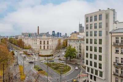 Widok na miasto Warszawa z tego apartamentu