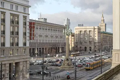 Widok na miasto Warszawa z tego apartamentu