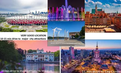 Widok na miasto Warszawa z tego apartamentu