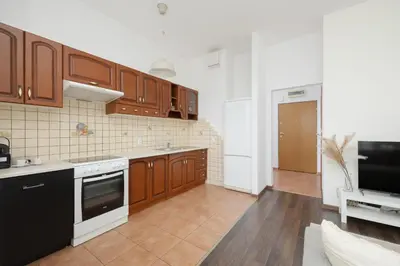 Kuchnia lub aneks kuchenny w obiekcie Pool & Cozy Apartment Warszawa Bukowińska by Solarento