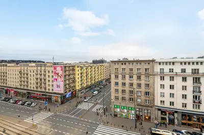 Widok na miasto Warszawa z tego apartamentu