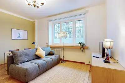 Część wypoczynkowa w obiekcie Sunny Corner Apartment Saska Kepa