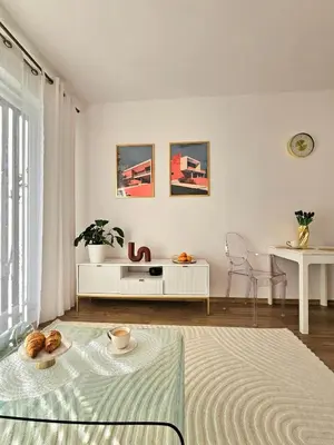Łóżko lub łóżka w pokoju w obiekcie Super apartment new building parking Wola-Centrum