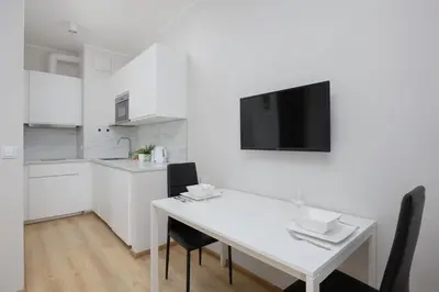 Kuchnia lub aneks kuchenny w obiekcie Bright Studio Krochmalna Near Warsaw City Centre by Noclegi Renters