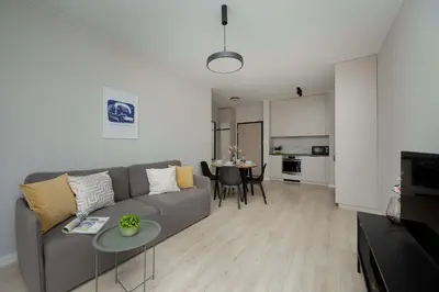 Część wypoczynkowa w obiekcie Modern & Bright Apartment Marywilska in Warsaw with Parking by Noclegi Renters