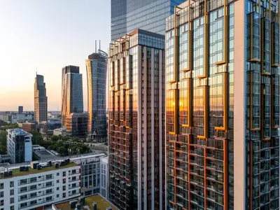 Widok na miasto Warszawa z tego apartamentu