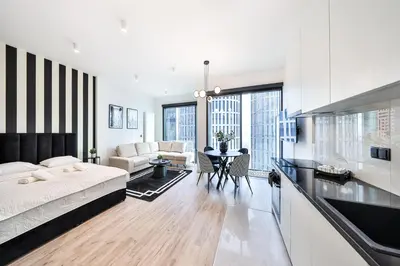 Łóżko lub łóżka w pokoju w obiekcie I PerfectApart I Prosta 69C I Towarowa Tower I Bezpłatny Garaż I