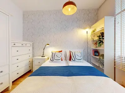 Łóżko lub łóżka w pokoju w obiekcie Eclipse Apartment Metro Wierzbno Mokotow