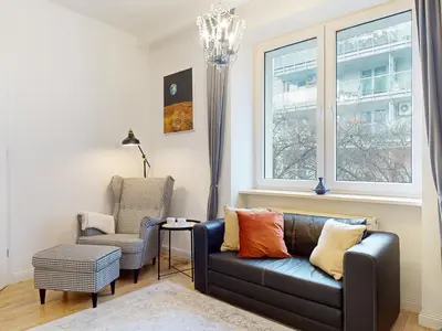 Część wypoczynkowa w obiekcie Eclipse Apartment Metro Wierzbno Mokotow