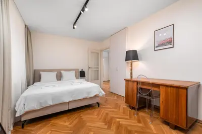 Łóżko lub łóżka w pokoju w obiekcie Apartment Sady Żoliborskie by Your Freedom