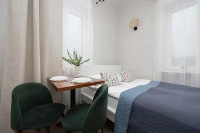 Łóżko lub łóżka w pokoju w obiekcie Budget-Friendly Mokotów Micro-Apartment For 2 Guests in Warsaw by Noclegi Renters