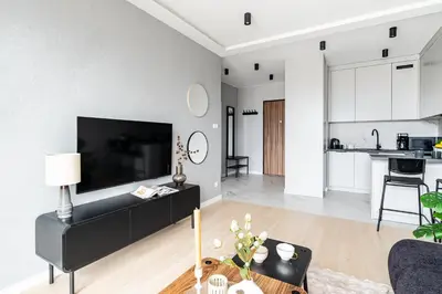 Kuchnia lub aneks kuchenny w obiekcie Herbu Oksza Apartment Ursus AC Parking by Mia
