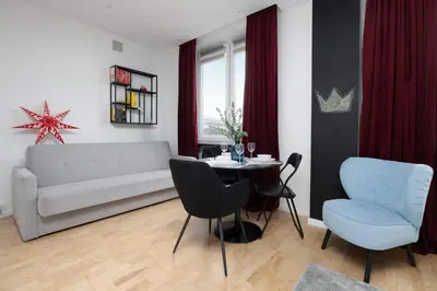 Część wypoczynkowa w obiekcie Cosy Studio for 3 People in the Warsaw Center by Noclegi Renters