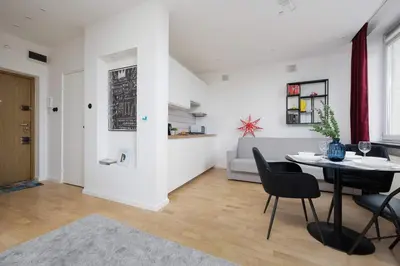 Kuchnia lub aneks kuchenny w obiekcie Cosy Studio for 3 People in the Warsaw Center by Noclegi Renters