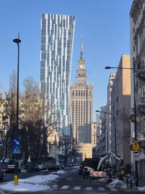 Widok na miasto Warszawa z tego apartamentu