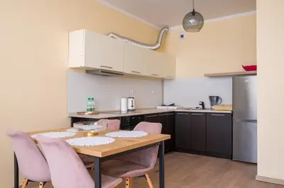 Kuchnia lub aneks kuchenny w obiekcie Wola Jana Kazimierza Homely Apartment by BookingHost