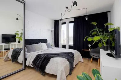 Łóżko lub łóżka w pokoju w obiekcie Comfortable Studio for 2 People with an Ideal Location by Noclegi Renters