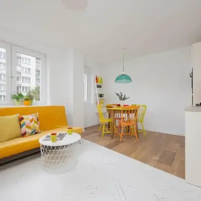 Colorful Two Bedroom Apartment Platynowa Warsaw Perfect for Remote Work by Noclegi Renters