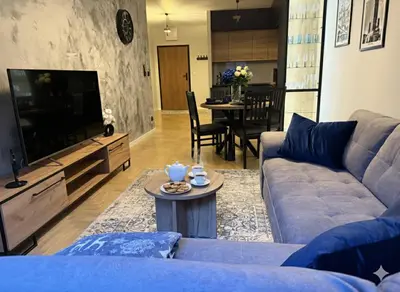 Telewizja i/lub zestaw kina domowego w obiekcie Blue Apartment Na Okrzei