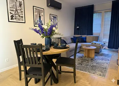 Część wypoczynkowa w obiekcie Blue Apartment Na Okrzei