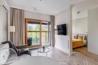 Łóżko lub łóżka w pokoju w obiekcie Urban Chic - Luxury Studio - Mennica Residence
