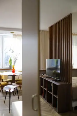 Telewizja i/lub zestaw kina domowego w obiekcie Przytulne mieszkanie z widokiem na park praski