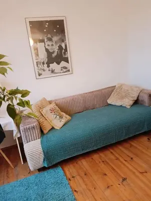 Część wypoczynkowa w obiekcie Cozy apartment in Warsaw's Praga Północ